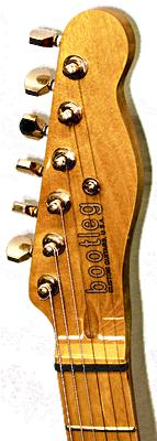 Bootleg Custom Strat style guitar headstock front